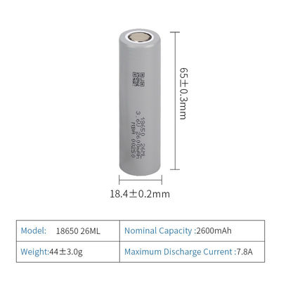 2000mAh Cylindryczne ogniwa litowo-jonowe MSDS Baterie niskotemperaturowe
