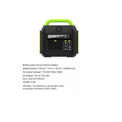 Przenośna elektrownia kempingowa 600W Generator słoneczny z gniazdem Un AC 258*212*249mm