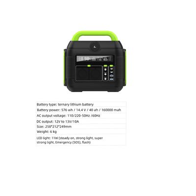 Zdejmowalna bateria 600W Generator słoneczny do awaryjnej stacji zasilania zewnętrznego