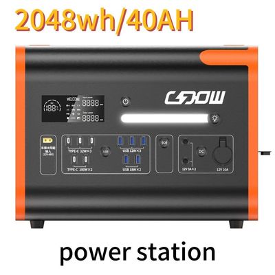 AC Pure Sine Wave 2200W/2048wh Przenośna elektrownia do wycieczki rodzinnej na kemping
