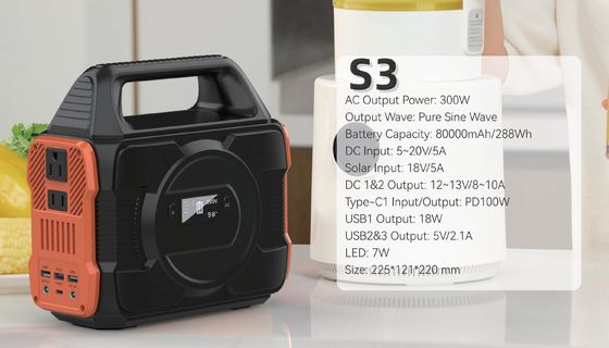 110/220V 300W/288wh Generator fal sinusów Elektrownia zewnętrzna w dostosowalnym kolorze