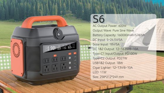 600W/576wh Elektrownia awaryjna do rozwiązania zasilania zewnętrznego i domowego