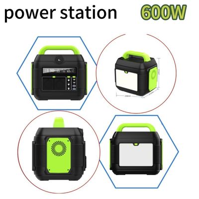 110V/220V Wsparcie przenośnej elektrowni z wyjściem 600W/1500W i wyjściem prądu stałego 12-13V 10A
