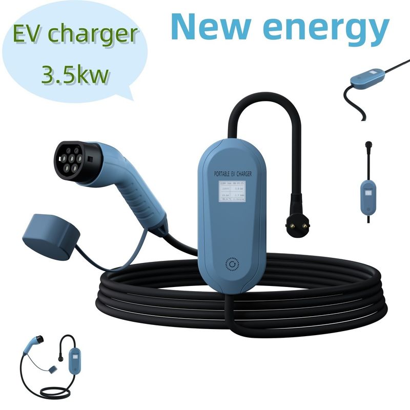 Niebieska przenośna stacja ładowania 3.5kw mobilna ładowarka elektryczna do użytku przy drodze