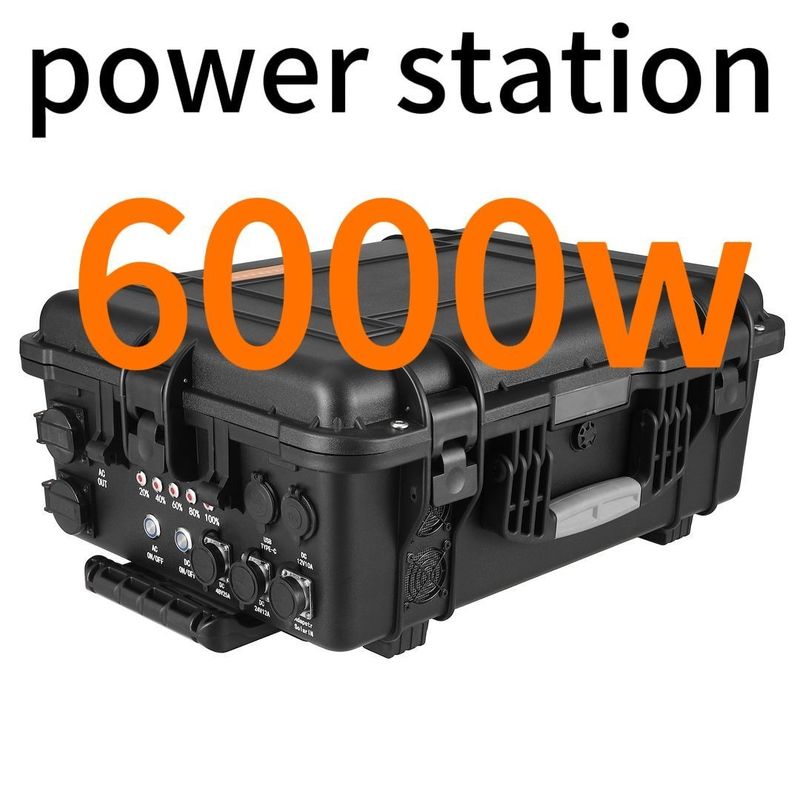 Czarna 6kw Elektrownia ABS Stopek zewnętrzny Przenośny zasilacz dla przygód na świeżym powietrzu