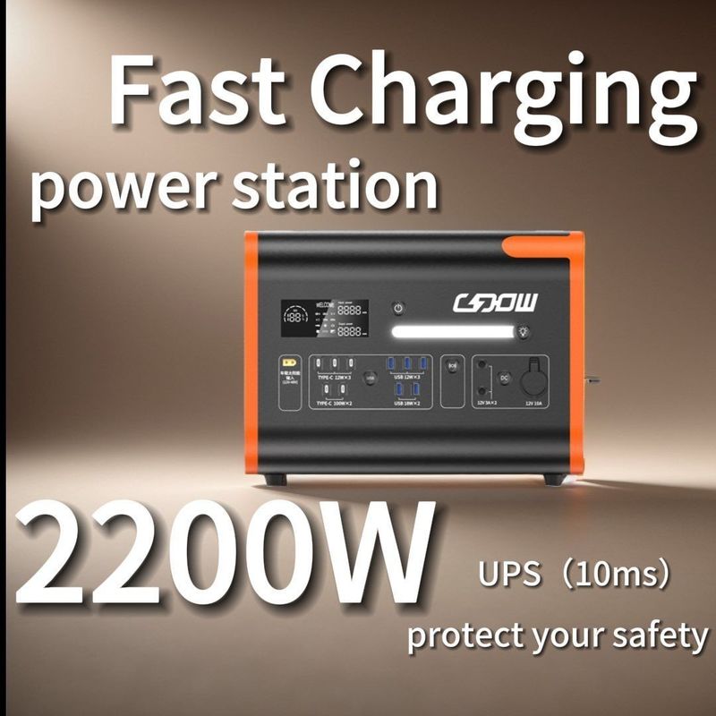 Pure Sine Wave 2000W Przenośny generator energii słonecznej LiFePO4 Bateria i ochrona BMS