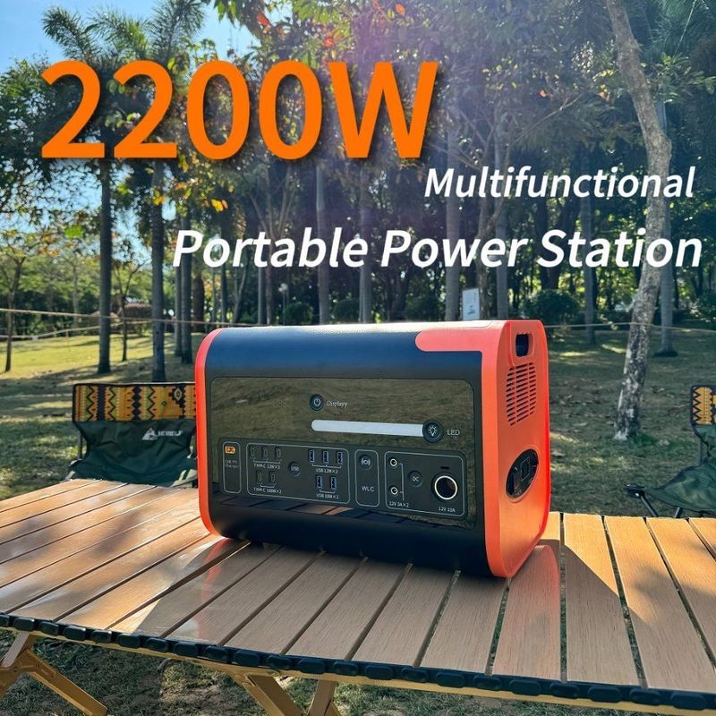 2200W przenośna elektrownia DC AC wyjście i 2000wh wejście słoneczne do kempingu na zewnątrz