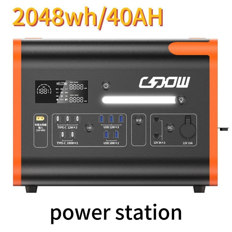 AC Pure Sine Wave 2200W/2048wh Przenośna elektrownia do wycieczki rodzinnej na kemping