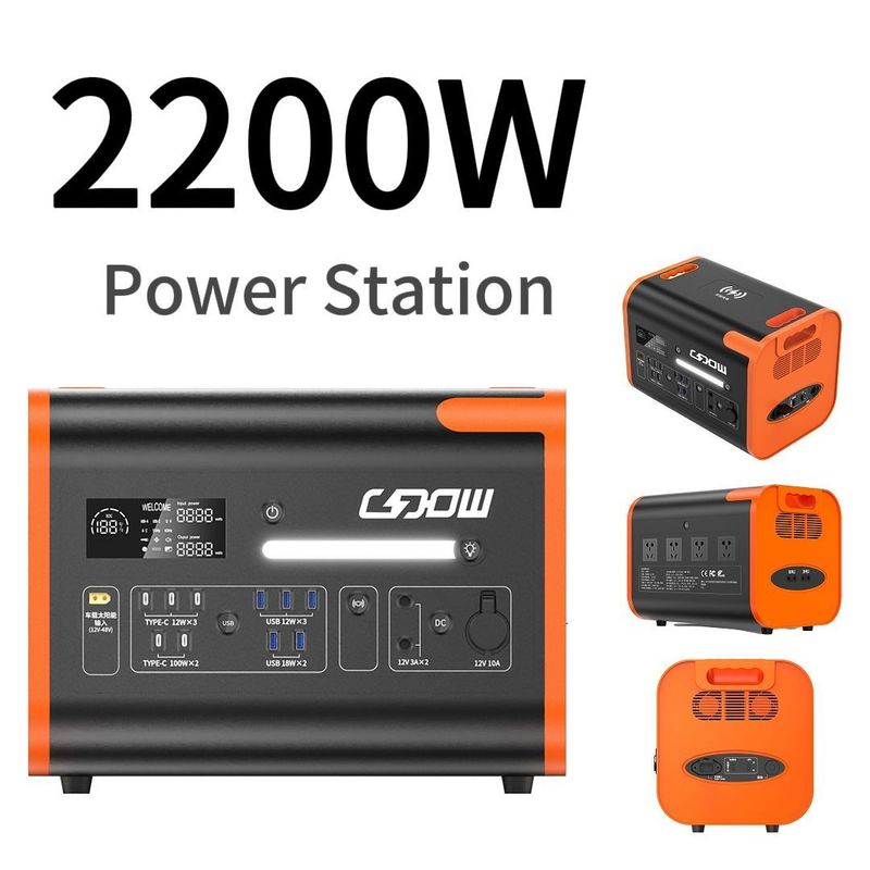 Przenośna bateria zapasowa Elektrownia słoneczna do obozowania awaryjnego 2200W 2000W 2500W