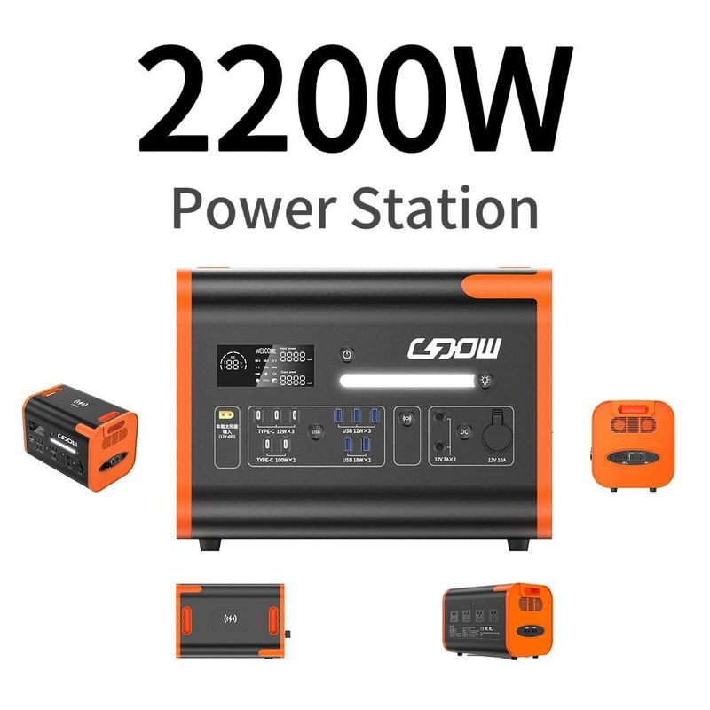 2200W 2000W 2500W przenośna elektrownia akumulatorowa z ładowaniem AC i wyjściem USB typu C