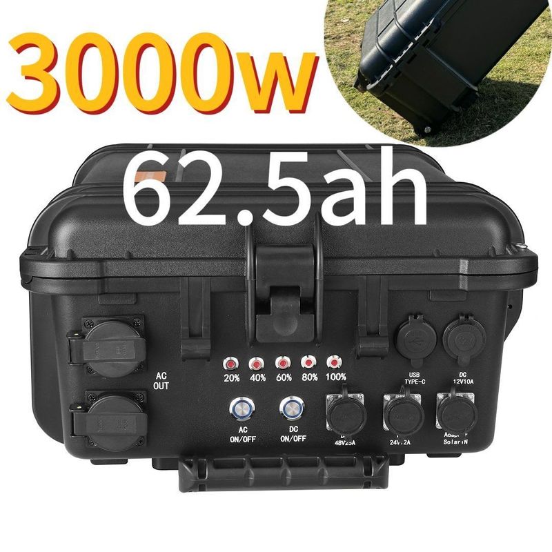 Wypłata awaryjna na zewnątrz 3000W 62.5ah Przenośna elektrownia z czasem ładowania 6-7h