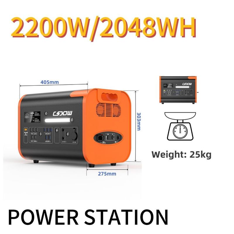 2200W Certyfikowana przez CE przenośna elektrownia do użytku na zewnątrz i w sytuacjach awaryjnych 110V 220V wyjście AC