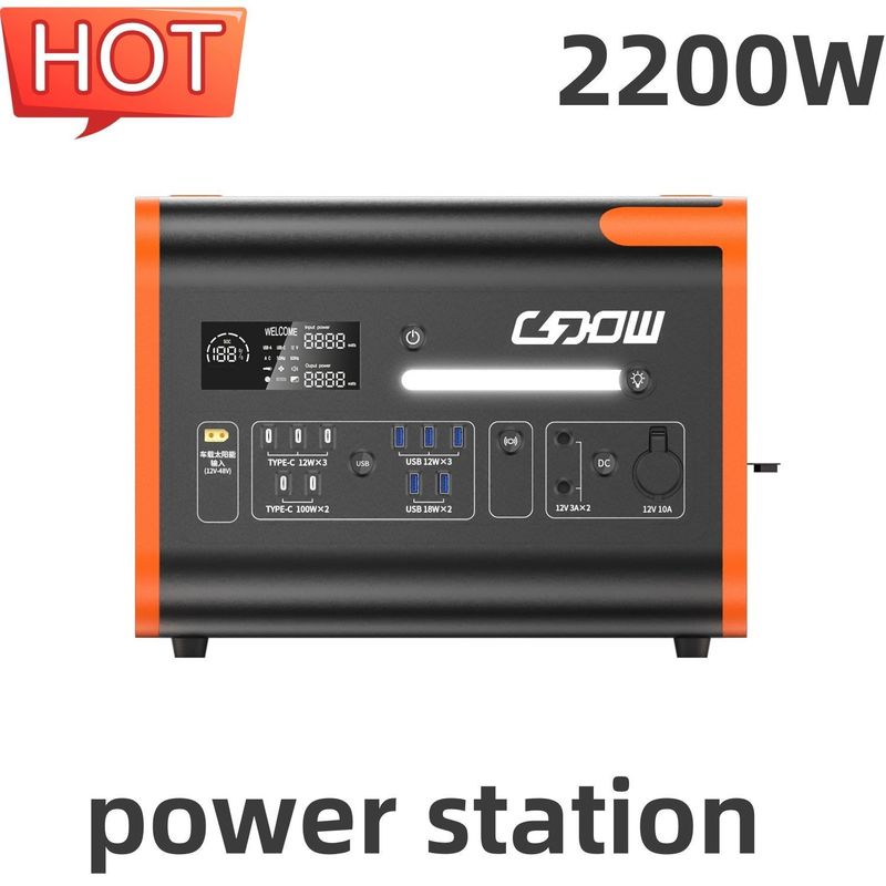 Czysta przenośna elektrownia fal sinowych 2200W/2048wh dla zewnętrznych nagłych wypadków gorąca pomarańcza