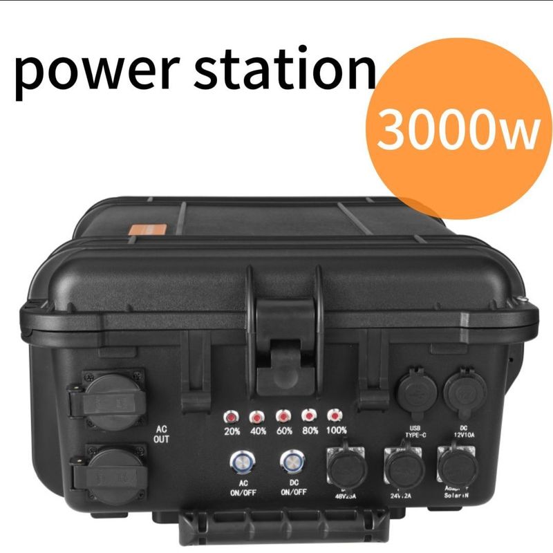 Czarna wielofunkcyjna 3000W 3000wh przenośna elektrownia słoneczna do awarii na zewnątrz
