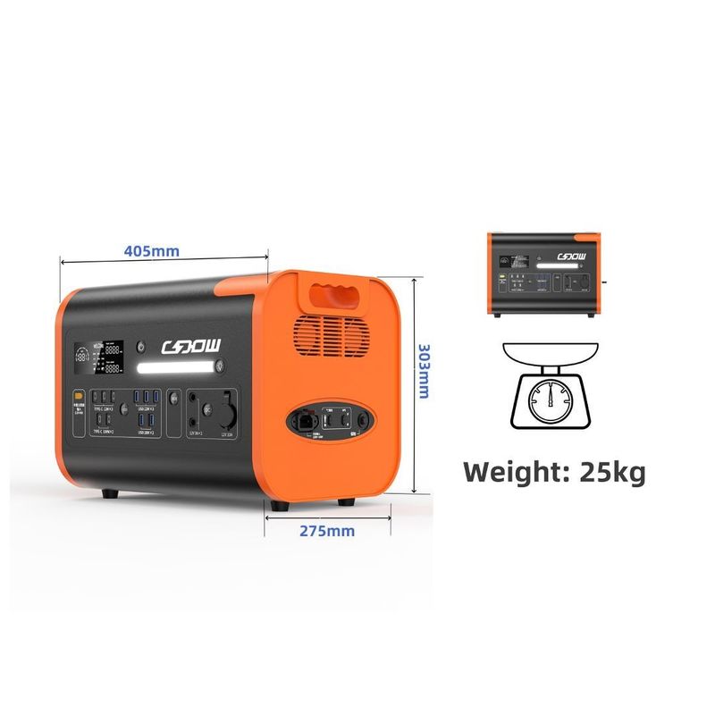 AT22 LiFePO4 Gorąca pomarańcza 2200W/2048wh Przenośna elektrownia do podróży i na świeżym powietrzu