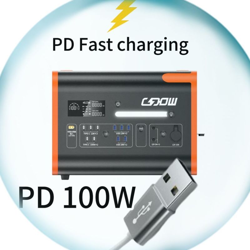 2200W/2000W/2400W Przenośna elektrownia z wyświetlaczem LCD Pomarańczowy Czarny Dostosowywalny