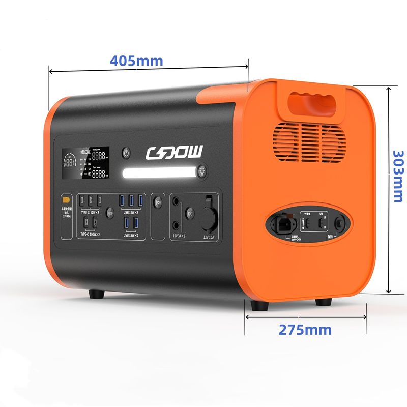 Pomarańczowy 300W przenośny generator słoneczny do kempingu 40ah/2048wh Mobilna stacja zasilania laptopa
